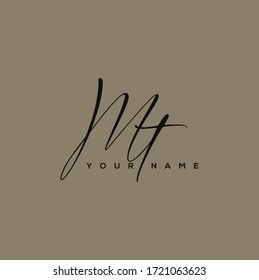M T MT Initial letter handwriting and signature logo.	