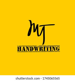 M T MT initial logo handwriting template vector