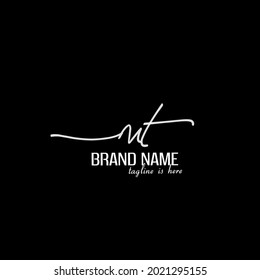 m t mt initial logo handwriting template vector
