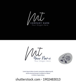 M T MT W T WT Initial letter handwriting and signature logo. Beauty vector initial logo .Fashion, boutique, floral and botanical