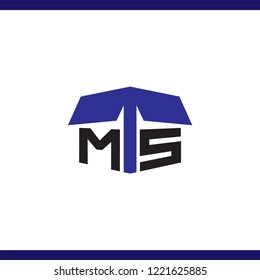 M T S Letter initial with cardboard Logo vector element. cardboard Logo Template