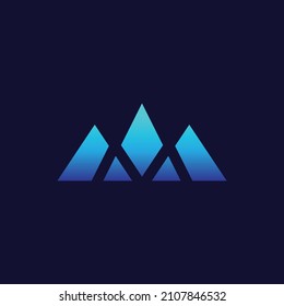 m Tech Berglogo. moderne Kombination aus Buchstaben m und Berg mit blauer Logo-Vorlage