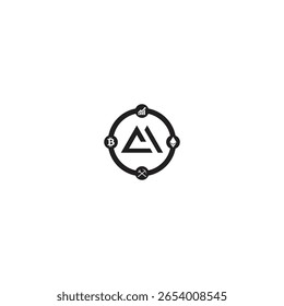 Mejorar de logotipo de diseño de ilusión de tecnología M