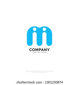 M i TECHNOLOGY logo design template. creative sign. Universal vector icon. - Vector