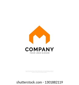 M Technology - Logo template real estate, apartment, condo, house, rental, business. brand, branding, logotype, company, corporate, identity. Clean, modern and elegant style design - Vector