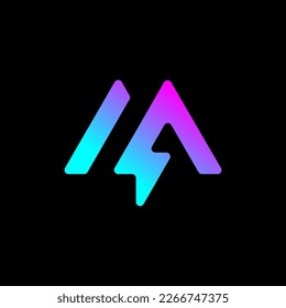m thunder lightning colorful minimalist logo design