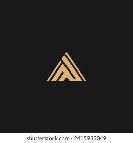 Plantilla de tipografía con logotipo de letra triangular M, diseño con logotipo de letra abstracta M,

