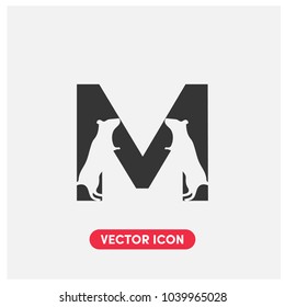 "M" Typographic Vector Icon Illustration.Mouse Logo