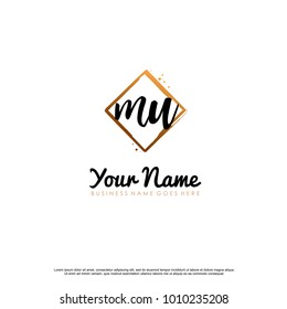 M U Initial abstract logo template vector