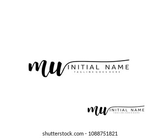 M U Initial handwriting logo vector. Hand lettering for designs.