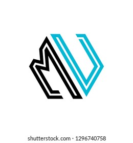 M U initial letter, modern logo design template vector 