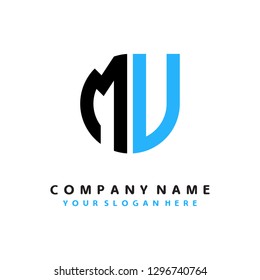 M U initial letter, modern logo design template vector 