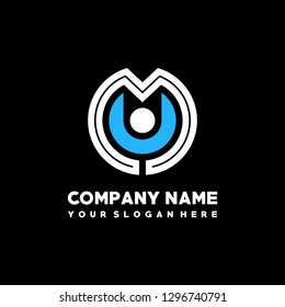 M U initial letter, modern logo design template vector 