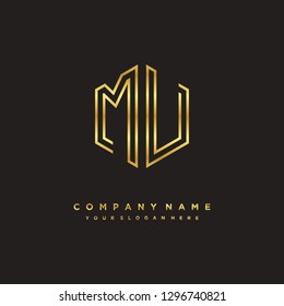 M U initial letter, modern logo design template vector 