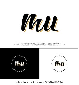M U initial name vintage logo vector