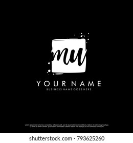 M U initial square logo template vector