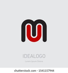 M and U initials, logo. MU - monogram template or logotype. UM - design element or icon.