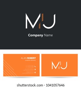 M & U joint logo stroke letter design with business card template