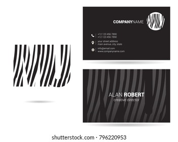 M & U joint logo waves line letter design with business card template