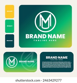 m u letter logo gradient color