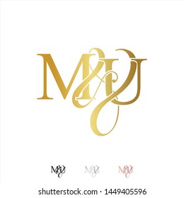 M & U / MU logo initial vector mark. Rose gold. gold. silver color.