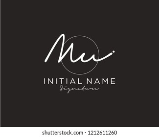 M U Signature initial logo template vector