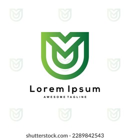M U V letter logo design icon