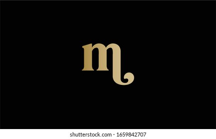  m Unique Minimal Style golden and black gold  colour initial  logo vector design template 