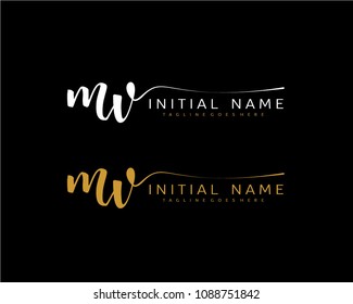 M V Initial handwriting logo vector. Hand lettering for designs.