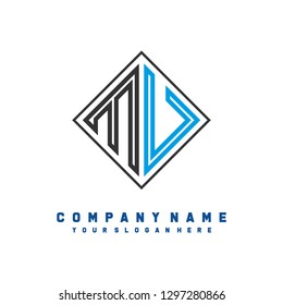 M V initial letter, modern logo design template vector