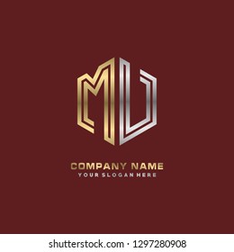 M V initial letter, modern logo design template vector