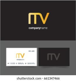M V joint logo letter design with business card template
