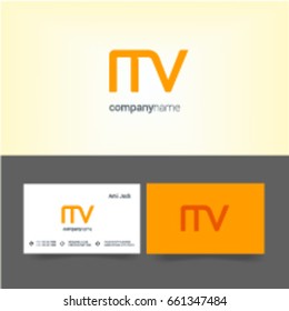 M V joint logo letter design with business card template