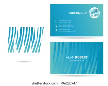 M & V joint logo waves line letter design with business card template