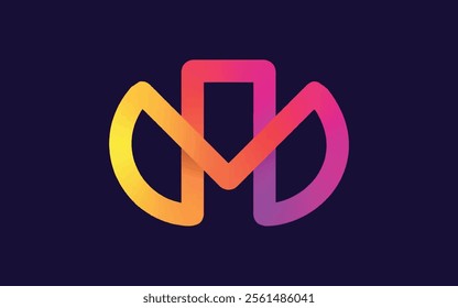 M V letter initials dot technology connection vector logo design and check mark in modern, simple, clean and abstract style.