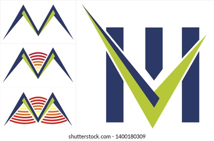 m and v letter logo