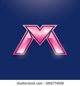 M V letter mark Esport logo