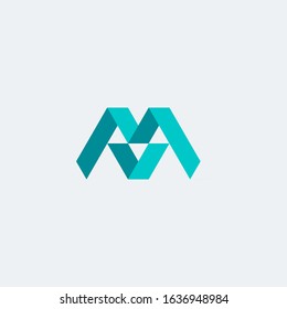 M & V letter monogram geometric logo.