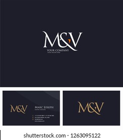 M & V letters Joint logo icon and Business card vector template.
