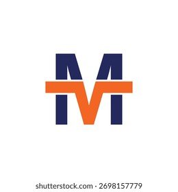 Diseño plano del icono del logotipo de M y v