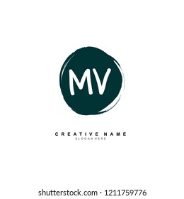M V MV Initial abstract logo concept vector