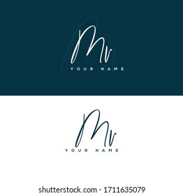 M V MV Initial letter handwriting and signature logo.	

