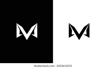 m v mv initial logo design vector graphic idea creative