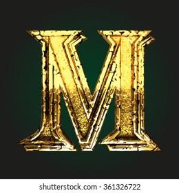 m vector golden letter