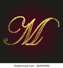 m vector golden letter