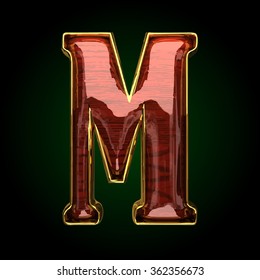 m vector golden letter with red wood