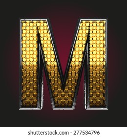m vector golden and silver letter