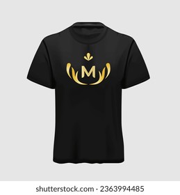 M Vektor golden t shirt design schwarz 