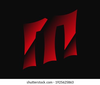 M horror vector, letra aterradora. El miedo loco es el tipo de letra brutal . Por crimen o crimen, horror noche oscura, mal diseño terrible y más