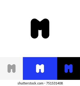 M vector. Logo, icon, symbol, sign from letters m. Flat logotype design with blue color for company or brand.